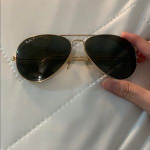 Authentic Polarized Ray Ban Aviators Large Gold